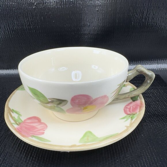 Franciscan Dessert Rose Earthenware Pottery Teacup And Saucer Set New S Stickers - Picture 1 of 14
